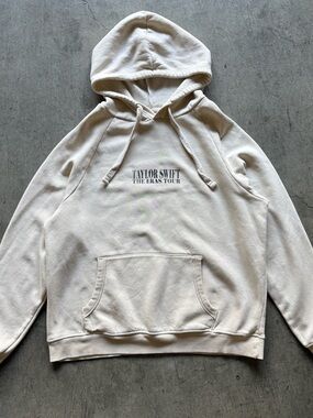 Eras Tour Sweatshirt Like New Cream Hoodie Size M Front and Back Graphic